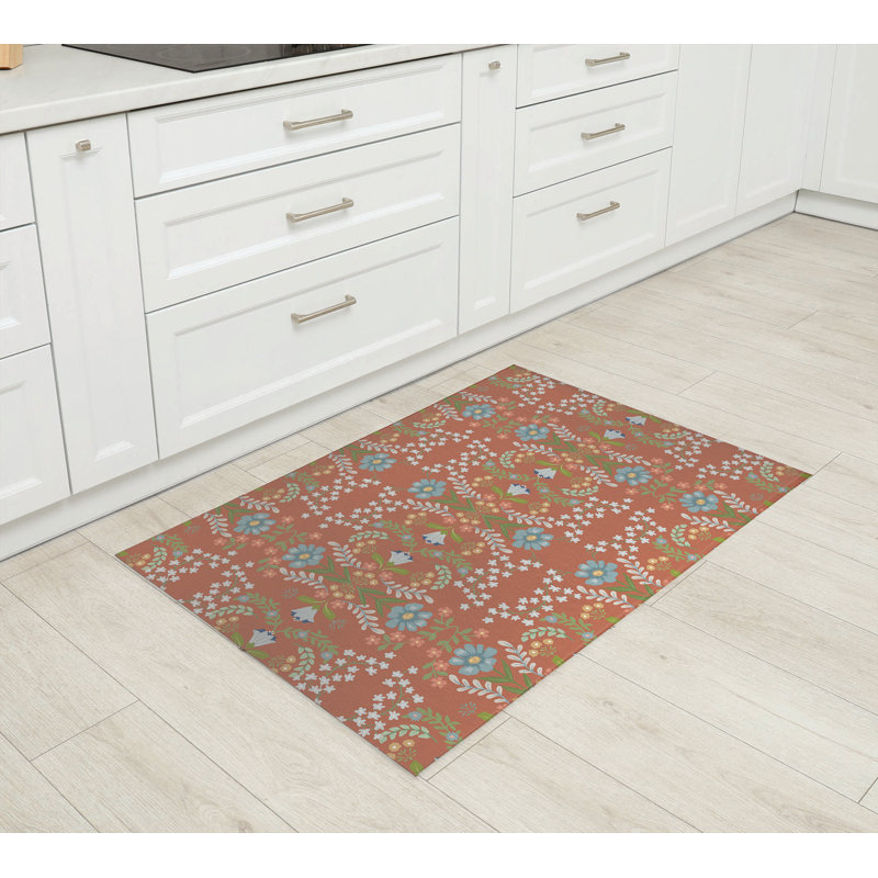 Cecelia Kitchen Mat, Rectangle 4' x 6', Coral