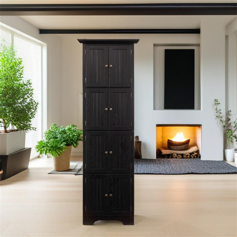 Armoire de rangement de coin 72 pouces à quatre niveaux, Noir
