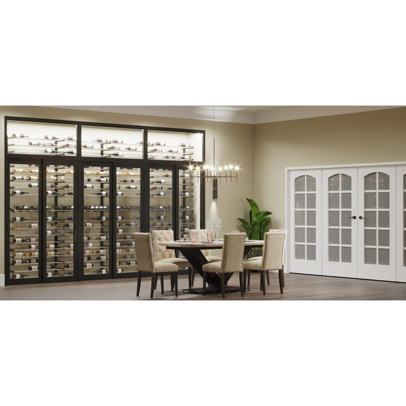 81 Bottle Wall Mounted Wine Bottle Rack, Matte Black/Chrome