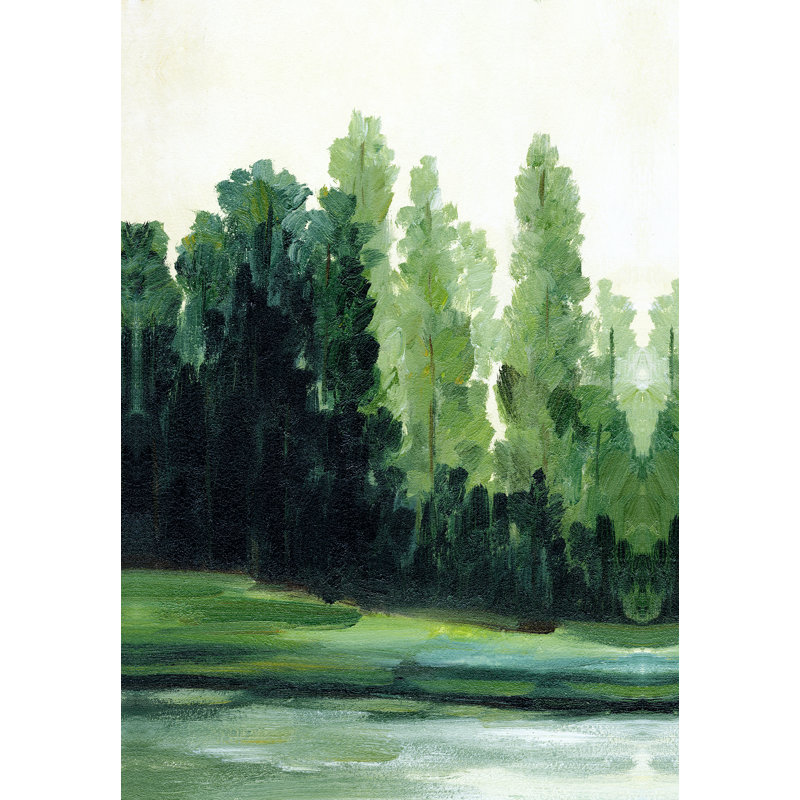 «Green Painterly Tree Line», reproduction d'art sur toile tendue, H 36 po x l 24 po