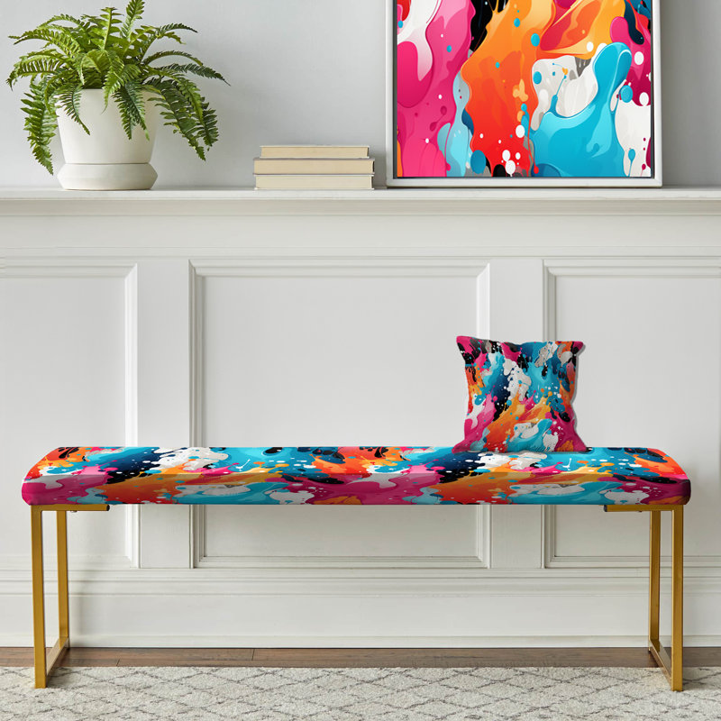 Artistique Paint Splash Dance - Banc abstrait tapissier doré