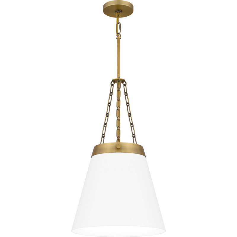 Deba 1 - Light Cone Pendant, Aged Brass, White