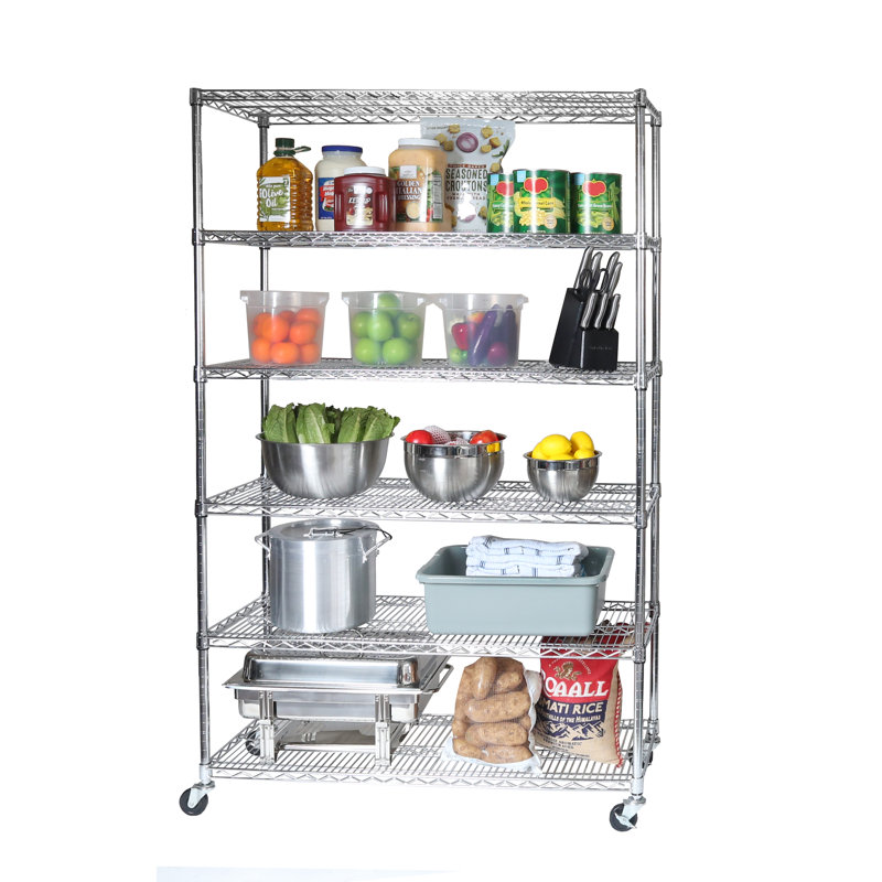 UltraDurable 6-Tier Chrome Steel Wire Shelving with Wheels