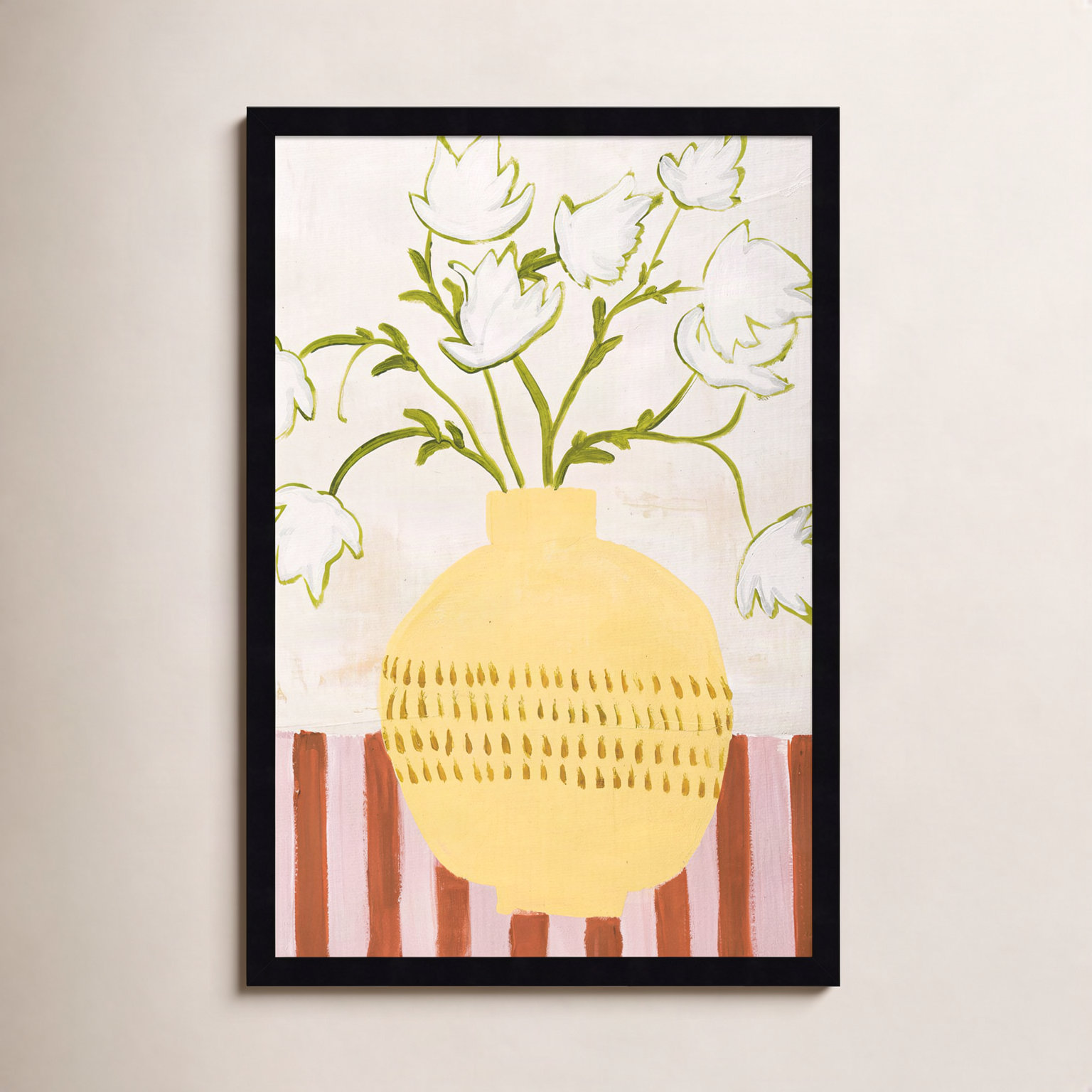 Yellow Vase Print by Design Fabrikken, Black, 25" H x 17" W