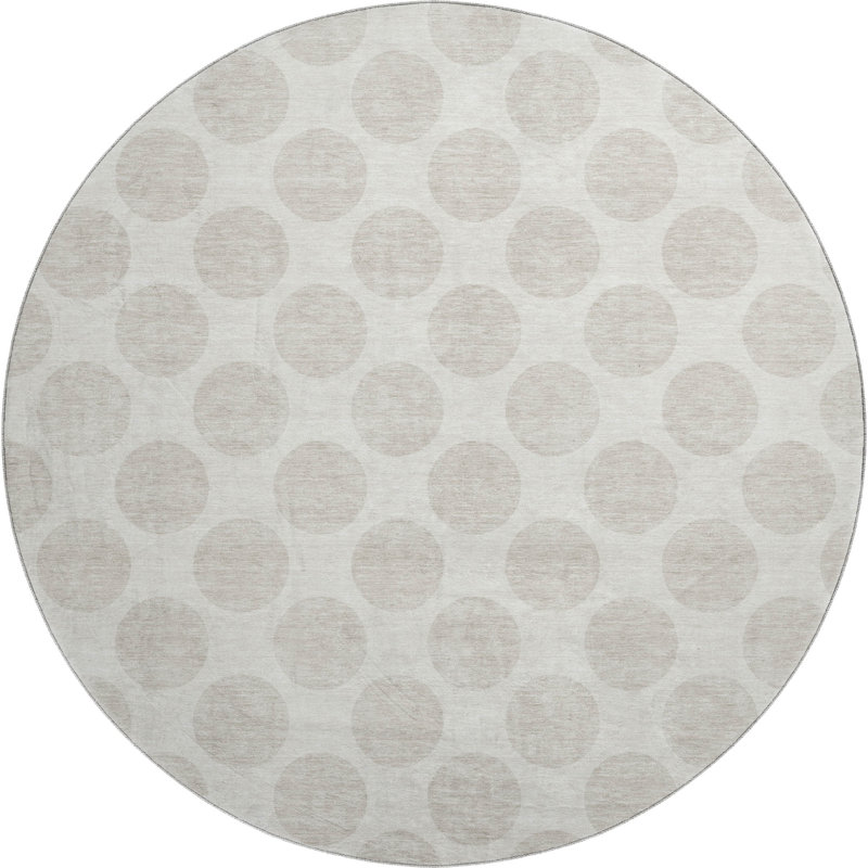 Premium Machine Washable Prisco Ivory Rug, Round 8'