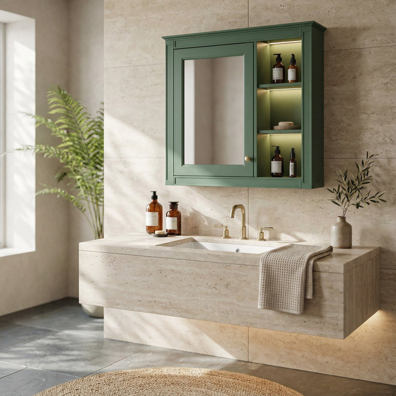 Armoire de salle de bain murale Mizani, Vert