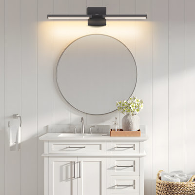 Luminaire de salle de bain moderne 24 po à DEL à intensité variable, rotatif à 350 °, amovible avec télécommande et fonction de mémoire