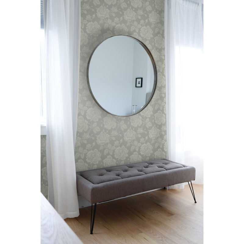 Rouleau de papier peint en tissu Tyrion Rose L 33 pi x l 20,5 po, Gris acier / perle