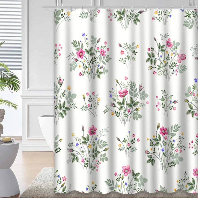 Rideau de douche imperméable et floral, L 72 po x l 84 po