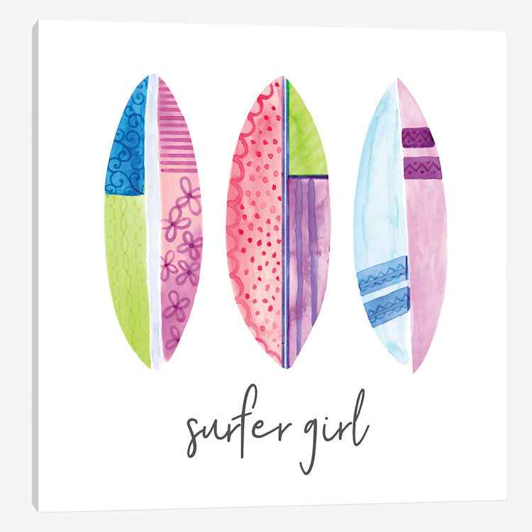 « sports fille surfer », impression sur toile, H 37 po x l 37 po x P 1,5 po, Toile tendue, Pas de tapis