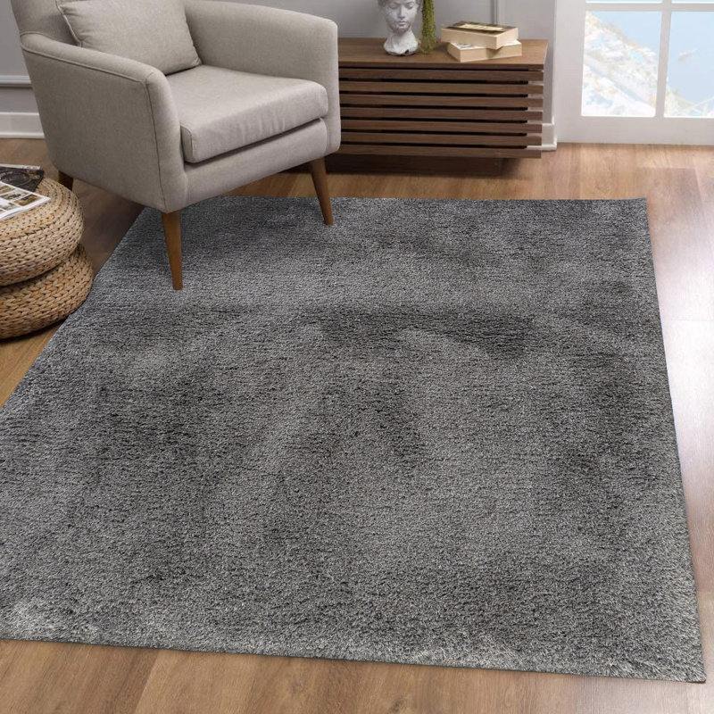 Casual Shag Solid Handmade Performance Rug, Rectangle 7'6" x 9'6"