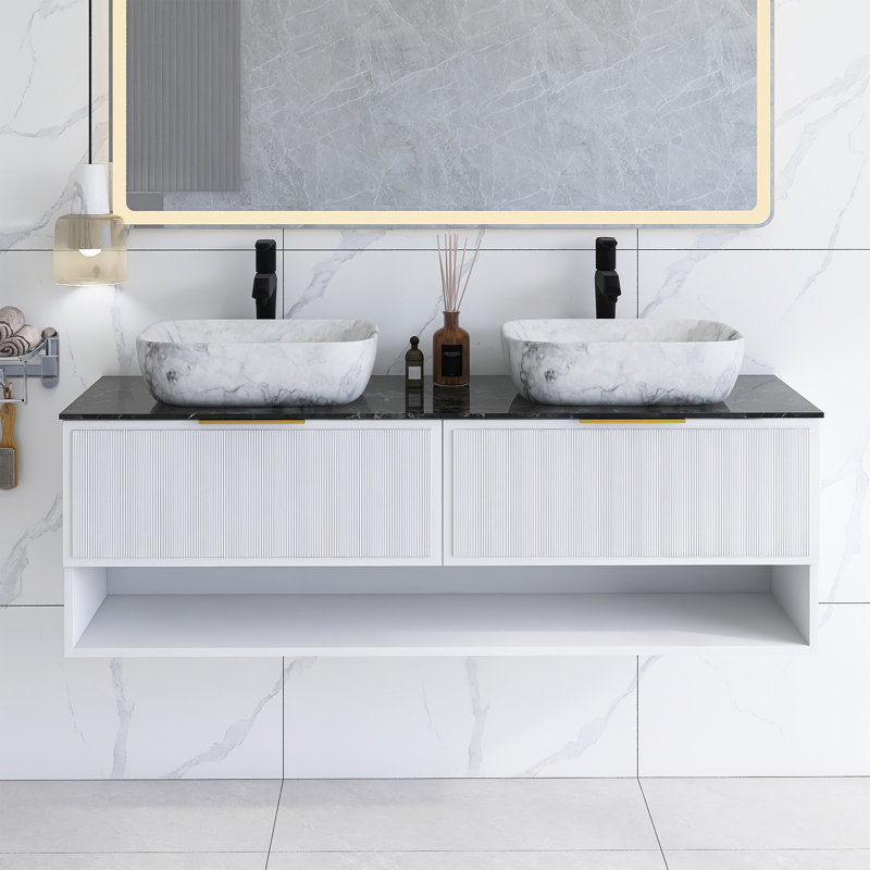 Meuble-lavabo mural 60 po en contreplaqué avec lavabo