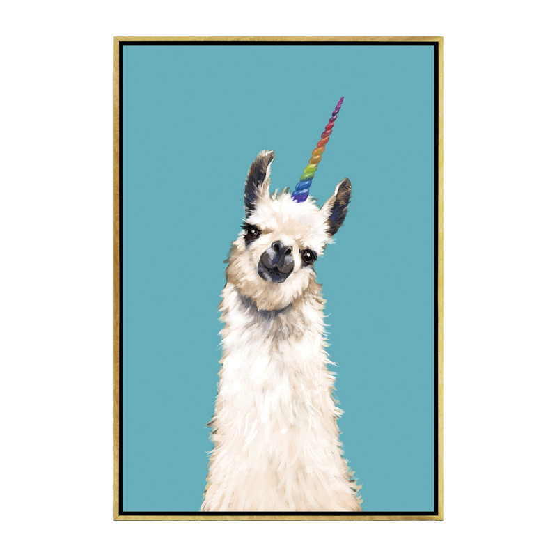 Art encadré licorne, H 60 po x l 40po x P 1,5 po, Toile encadrée d'or