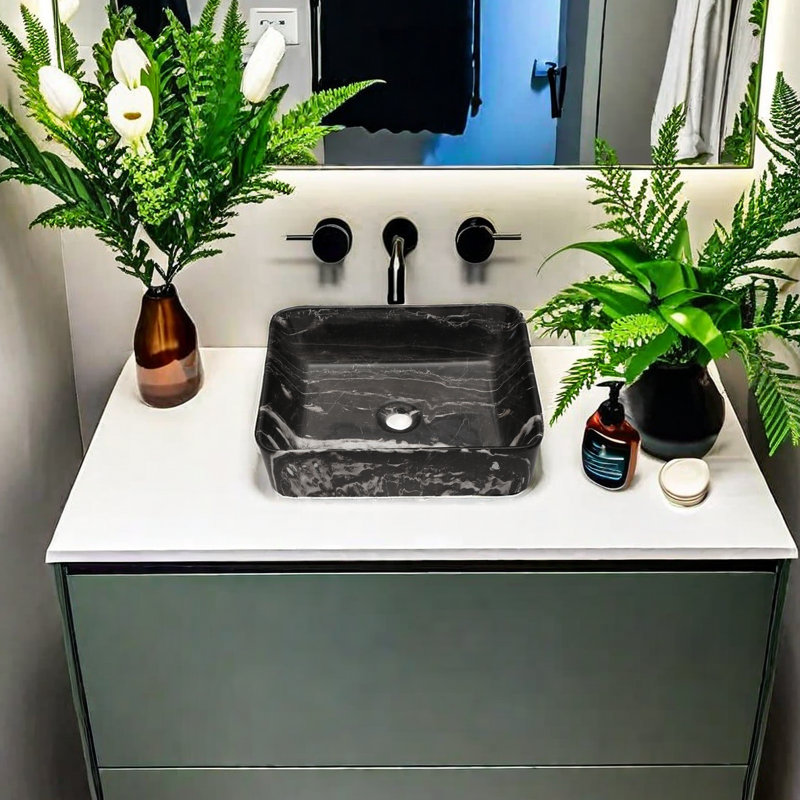 Lavabo de salle de bain rectangulaire en céramique 15 po APRESSHUI