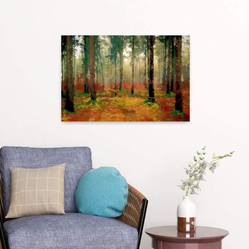 Forêt d'automne, art abstrait contemporain, paysage de forêt, H 16 po x l 24 po
