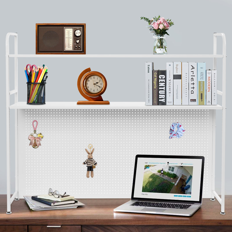 2-Tier Metal Desktop Storage Rack, White
