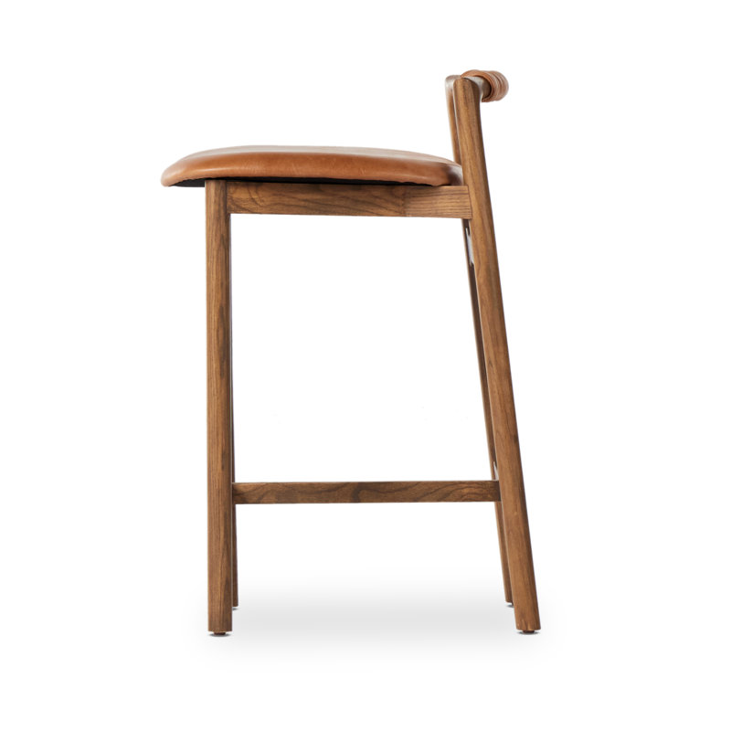 Solene Stool, Counter Stool (26" Seat Height), Haven Tobacco/Genuine Leather, Lamont Nettlewood
