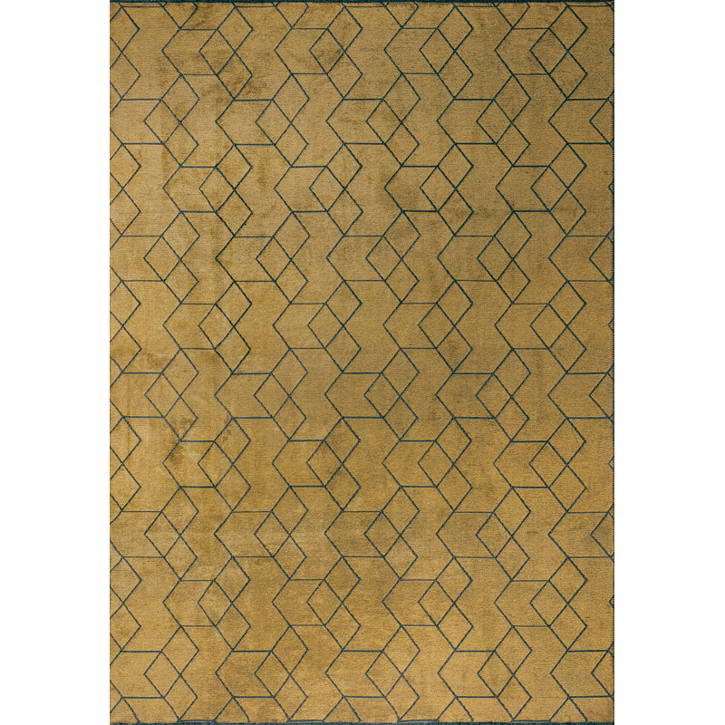 Rapture Geometric Shapes Area Rug in Gold, Rectangle 6'7" x 8'3"