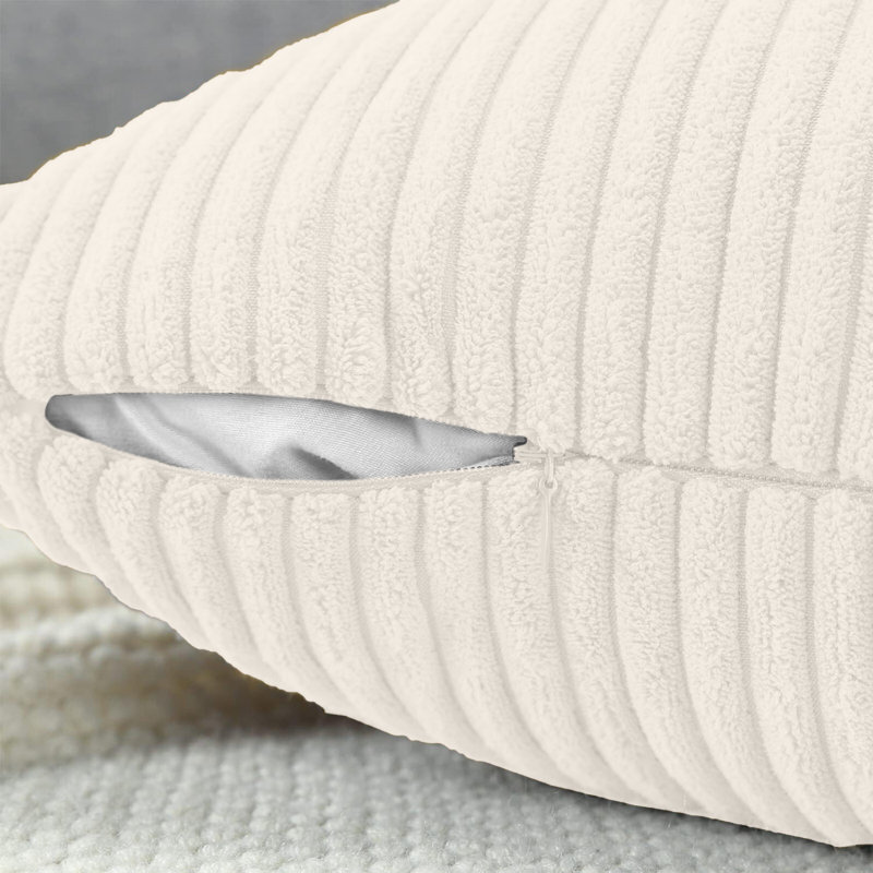 Striped Square Throw Cushion Pad, Cream