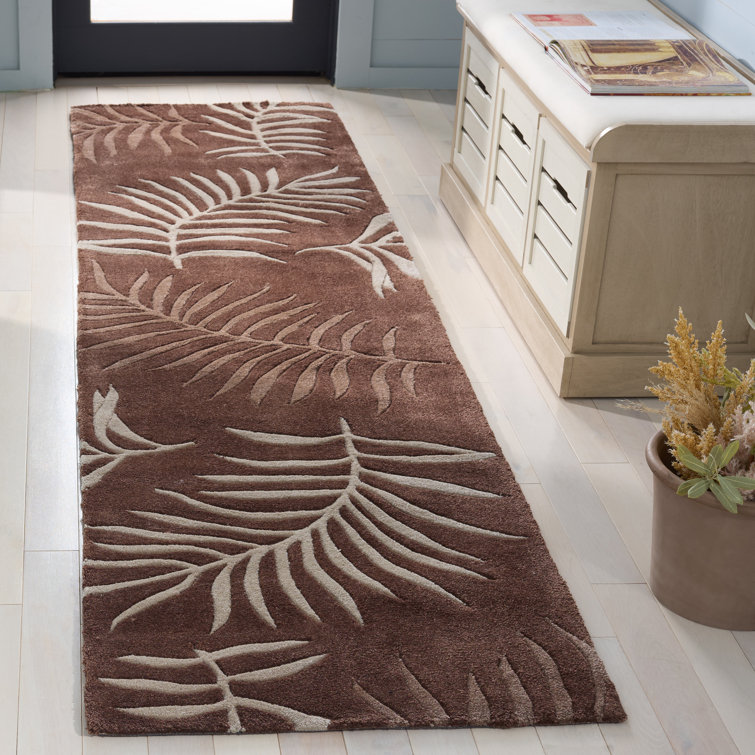 Tapis brun touffeté à la main à motif floral Gainesville