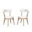 Ensemble de 2 chaises de salle à manger rembourrées modernes, bois d'hévéa, naturel et beige