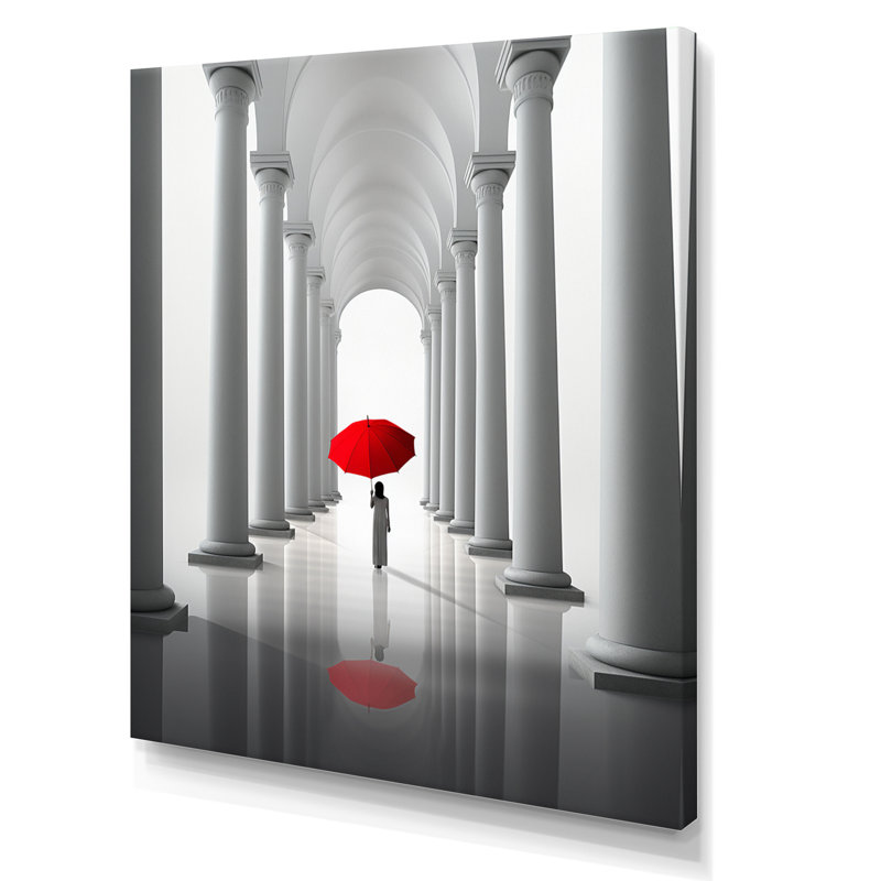 «The Red Umbrella Minimal Architecture I», reproduction sur toile, H 32 po x l 24 po x P 1 po, Toile tendue