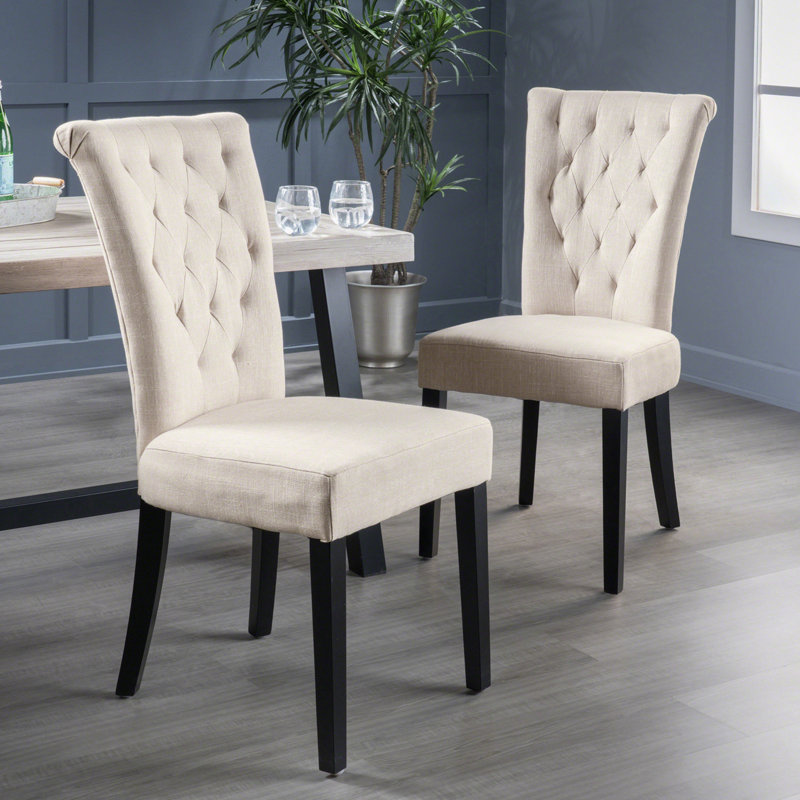Crittenden Tufted Side Chair, Light Beige Velvet