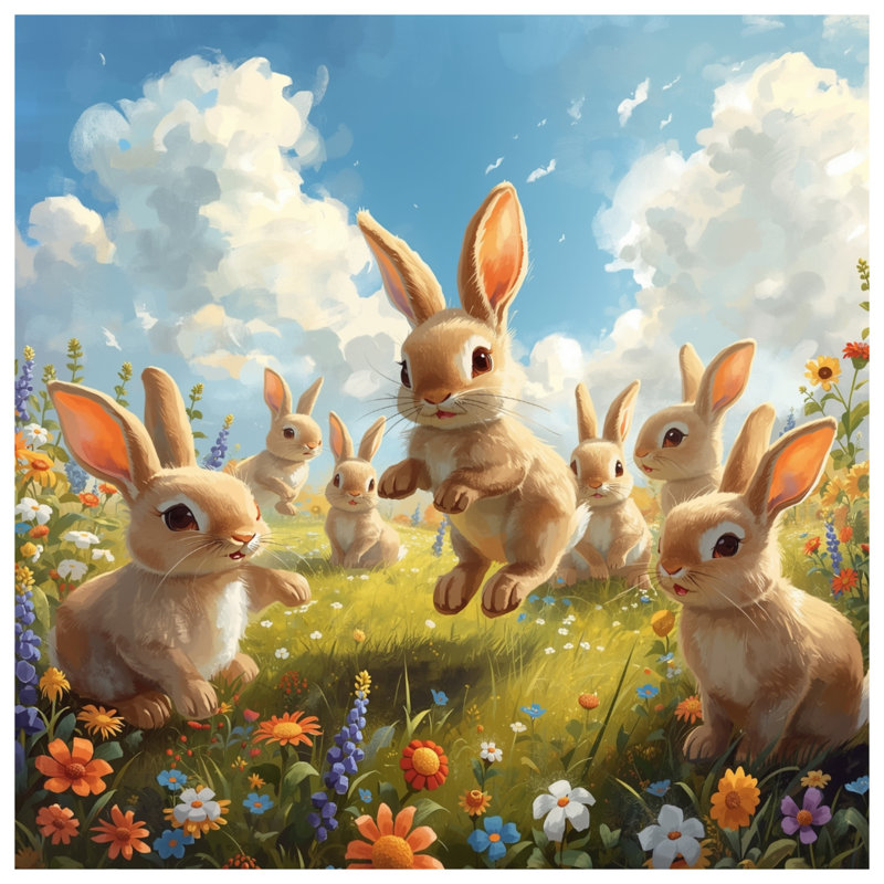 Tapis de bain Bunnies In Flower Meadow, L 24 po x L 17 po