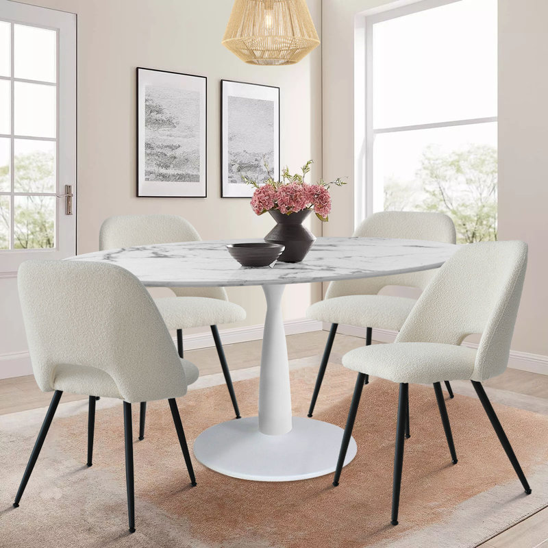 Chaena 5-Piece Oval Dining Table Sets, Beige