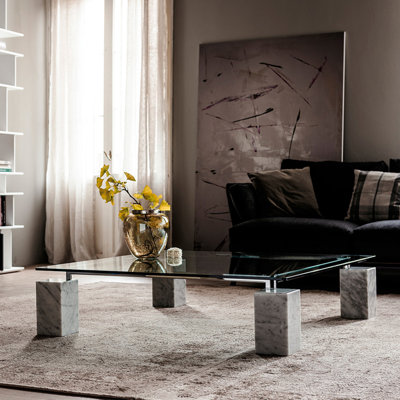 Table basse simple carrée en verre transparent