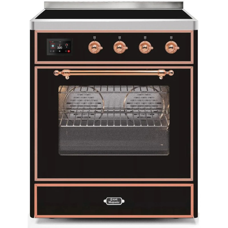 ILVE Majestic II Series 40 inch Induction Range with 6 Induction Elements (Glass Door), Glossy Black/Copper