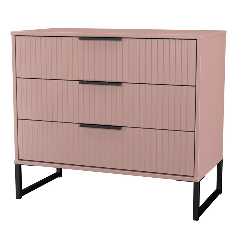 Bernat 77 cm W Chest of 3 Drawers, Pink