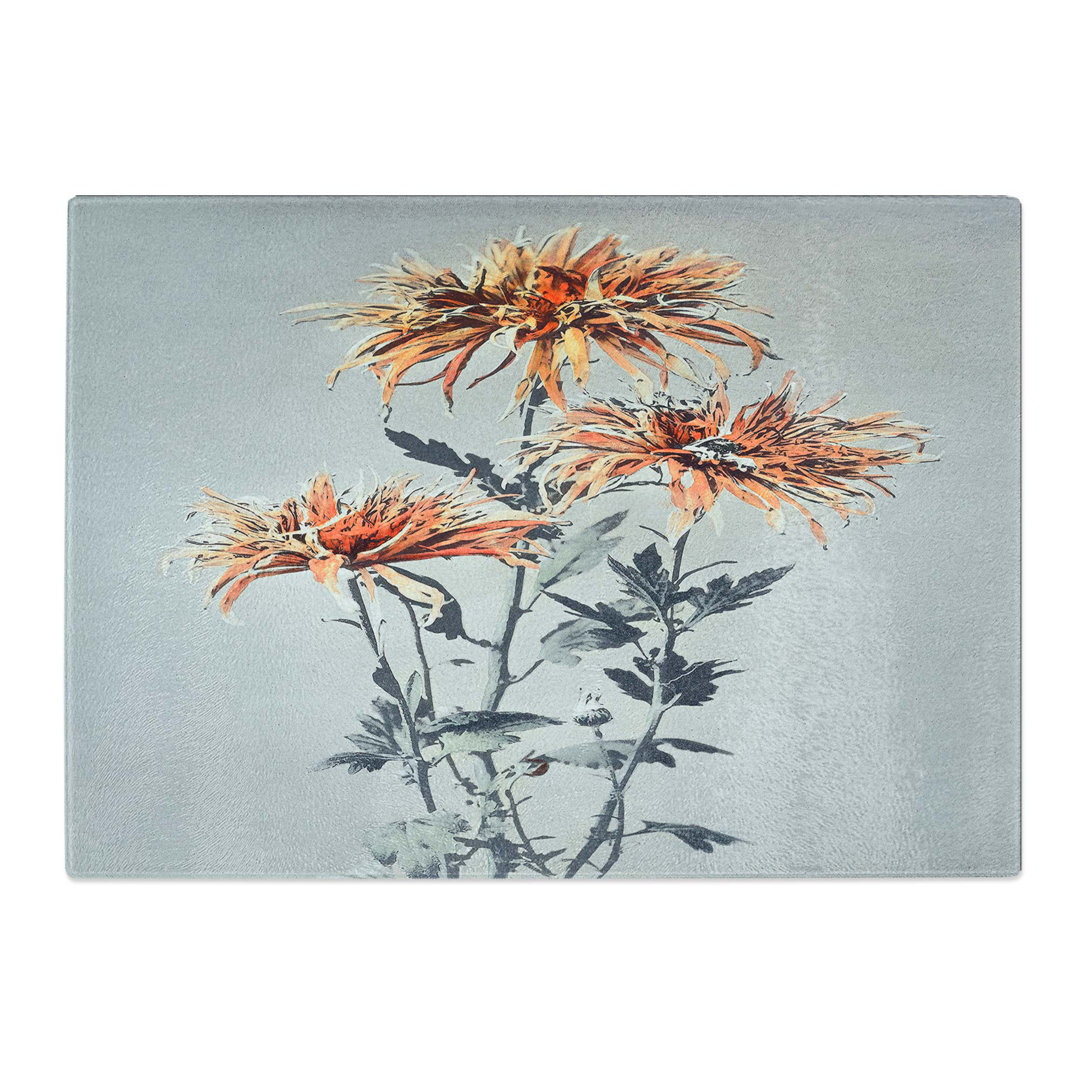 Tempered Glass Chrysanthemum Flowers by Ogawa Kazumasa Chopping Board