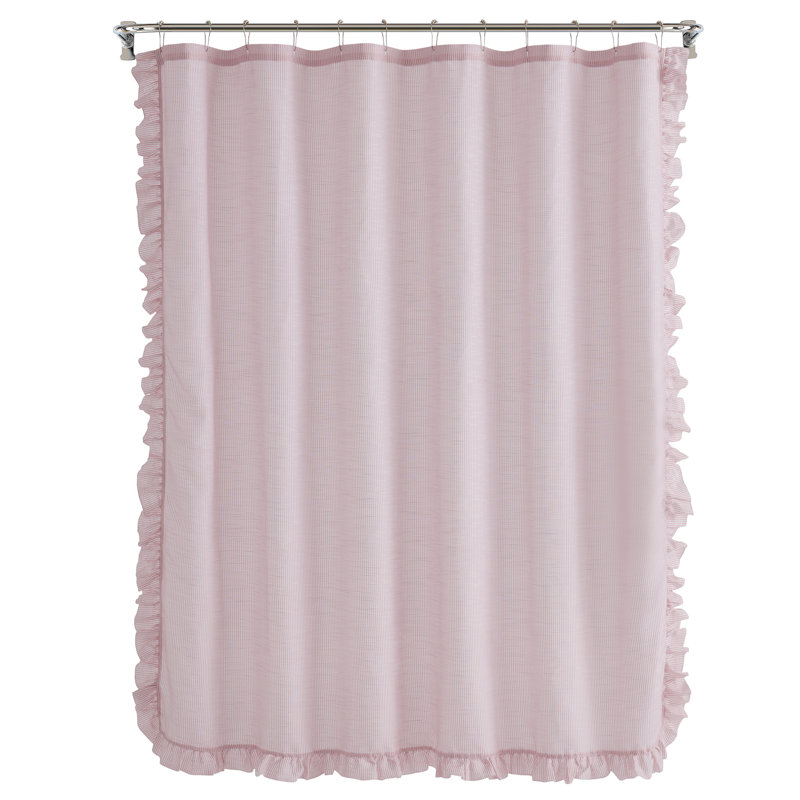 Rideau de douche en tissu à volants Leon Chambray, 72 po x 72 po, Rosé