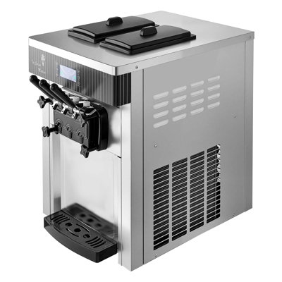 Machine à crème glacée commerciale, rendement de 20 à 28 L / H, machine à crème glacée à saveur de service à 3 saveurs de 2200 W avec 2 trémies de 6 L et trémie d'agitation, pré-refroidissement autonettoyant pour les magasins de desserts