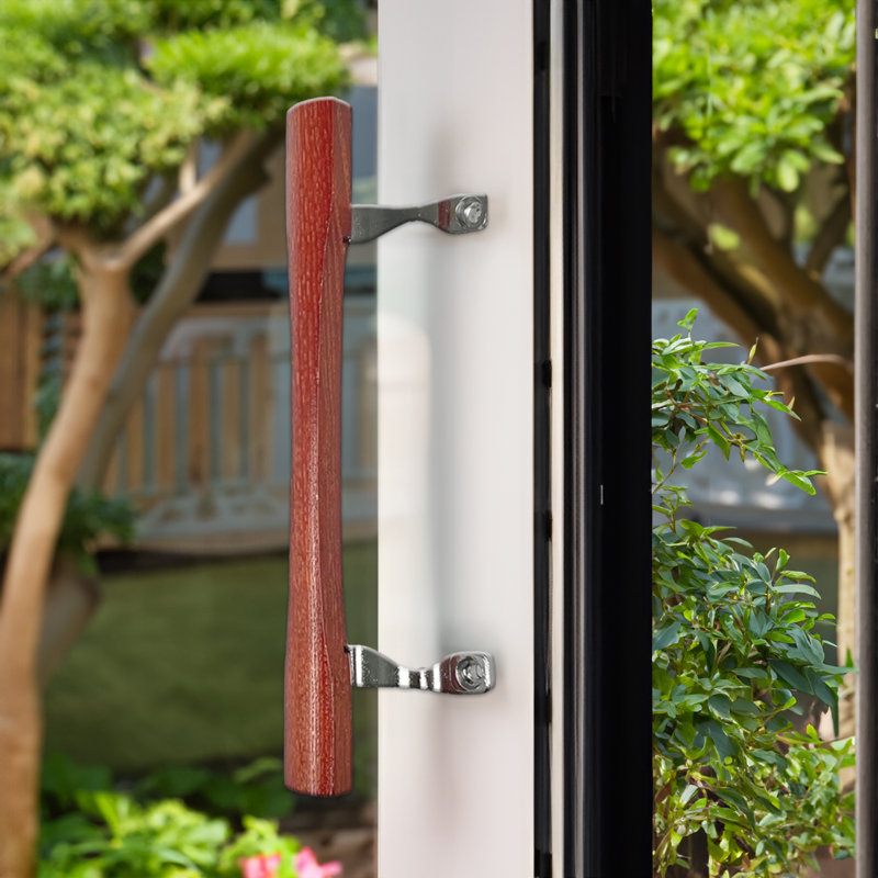 Finition chromée de la porte de patio avec porte en bois