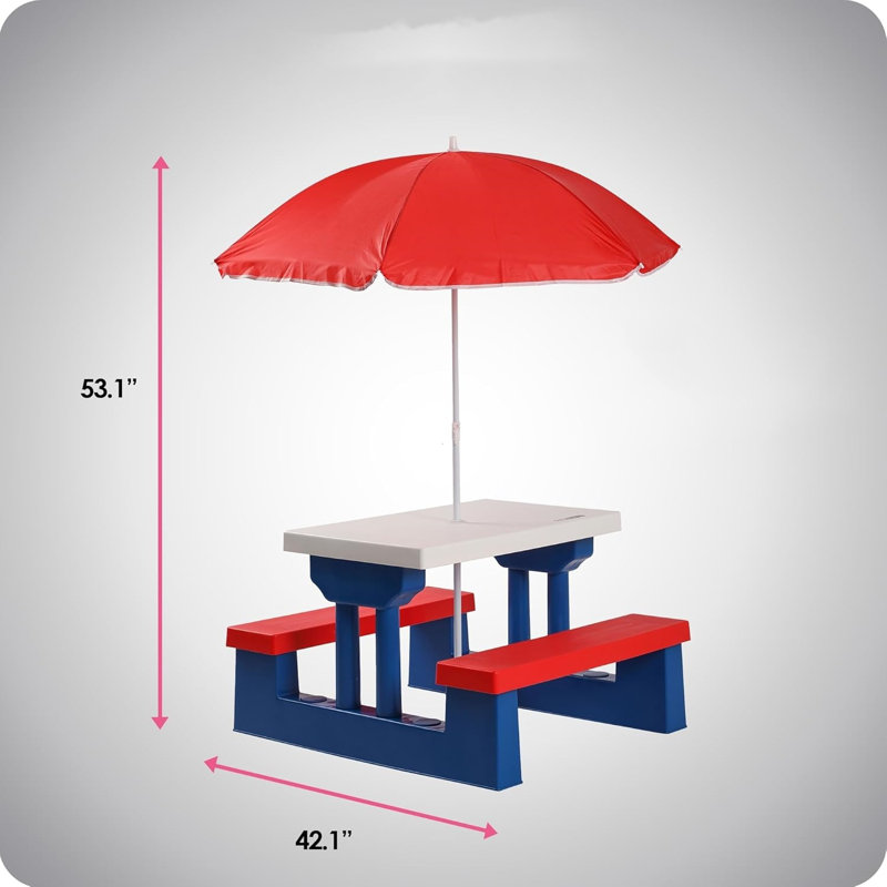 Table de pique-nique pour enfants, Blanc / Bleu marine
