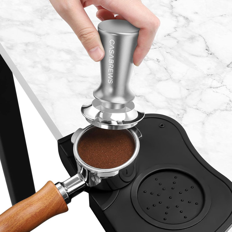 Tampon espresso Casabrews 51 mm à ressorts 30 lb calibré, acier inoxydable plat, gris