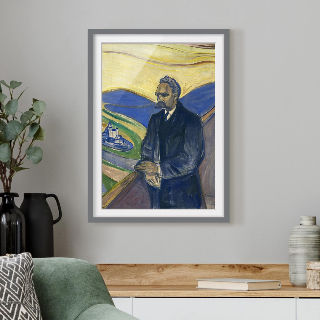 Gerahmtes Papierbild Porträt Nietzsche von Edvard Munch