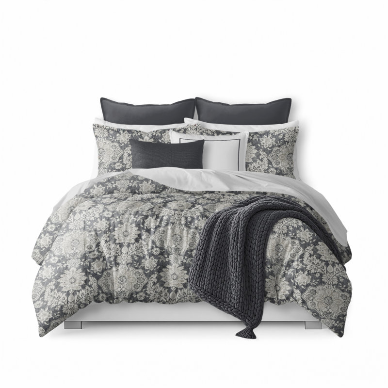 Indali Comforter Set Standard Cotton, Twin Comforter + 1 Standard Sham, Mocha/Charcoal