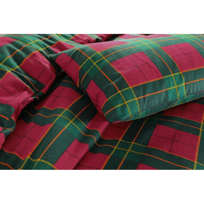 Cristofer Cotton Plaid Duvet Cover Set with Pillowcases Included, Kingsize - 2 Standard Pillowcases
