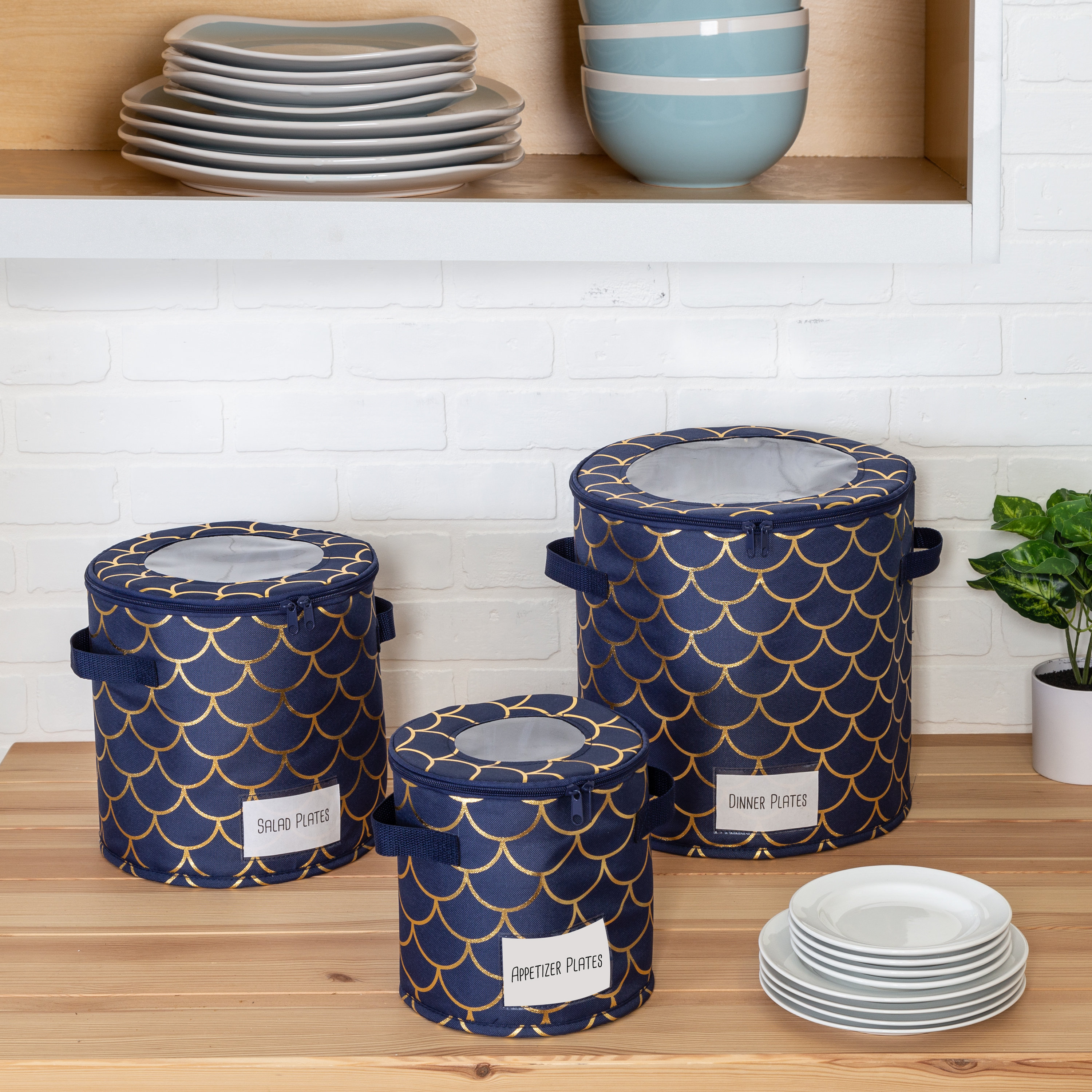 Prep & Savour Dinnerware Storage Set with Felt Dividers Included
