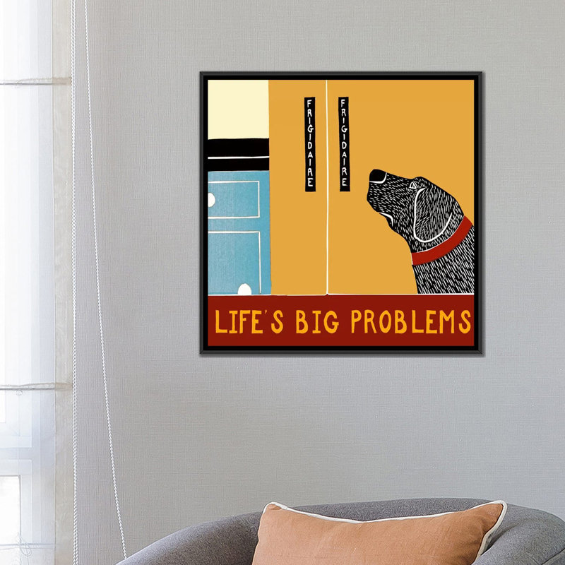 «Life's Big Problems Banner» par Stephen Huneck, reproduction d'art sur toile tendue, H 26 po x l 26 po x P 0,75 po