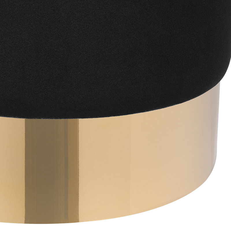 Aine 39cm Wide Velvet Round Standard Ottoman, Black