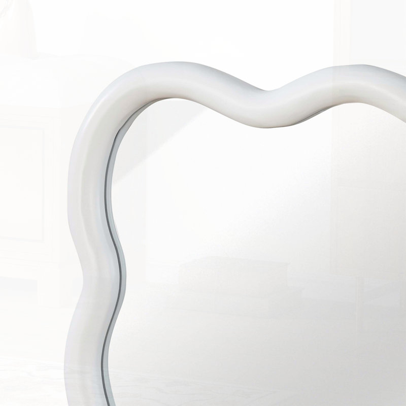 Miroir décoratif Wavy, Blanc, 30 po x 1,18 po