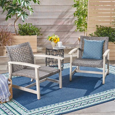 Chaise club en bois et osier Hampton (ensemble de 2)