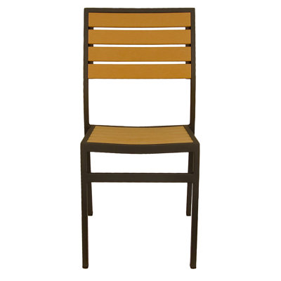 Modern Outdoor Metal Frame Chair With Wooden Style Slats