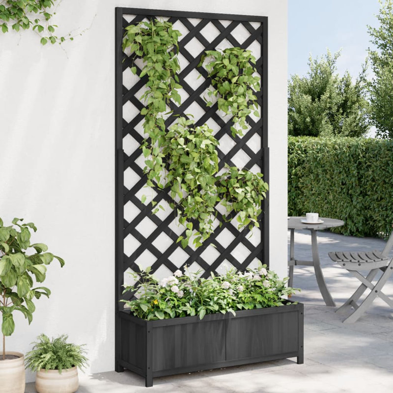 Wood Pot Planter, Black, 70.9" H x 35.4" W x 13.8" D