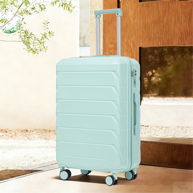Grand bagage à carreaux en plastique dur 28 pouces ABS - Surface résistante aux égratignures Quatre roues multidirectionnelles, avec serrure à combinaison et crochets latéraux. (Vert menthe)