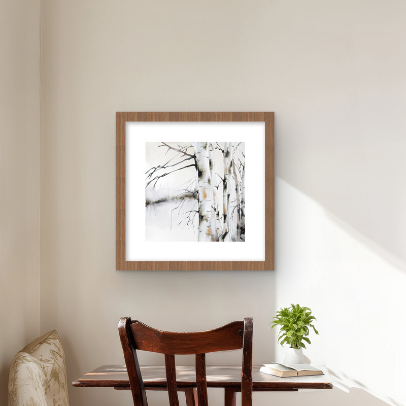 Winter Birches - Reproduction matte encadrée pour le décor du salon